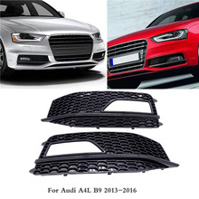 1 Pair Car Front Grille Mesh Front Bumper Fog Light Grill Grills Grill Cover For Audi A4 B8 2012-2015 S4 S-Line Facelift