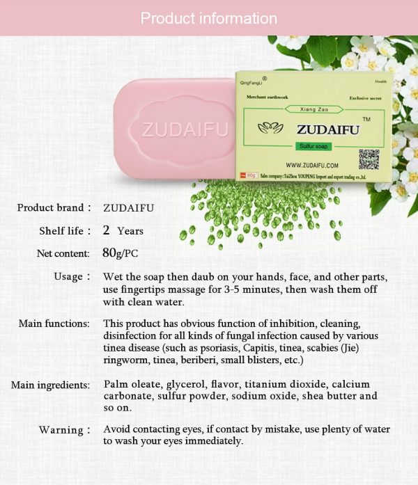 1 Pc Zudaifu Sulfur sulphur Soap Skin Repair Acne Psoriasis Seborrhea Eczema Anti Fungus Bath Whitening Shampoo Body Lotion