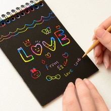 10*14cm Large Magic Color Rainbow Scratch Paper Note book Black DIY Drawing Toys Scraping Painting Kid Doodle Toy Gift