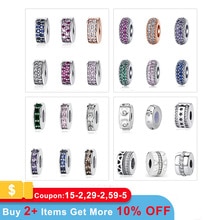 100% 925 Sterling Silver Beads Charm Shining Elegance Clips Pave CZ Charms Fit Original Pandora Bracelets Women Diy Jewelry