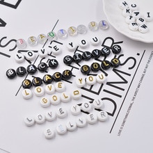 100Pcs 10mm Letter Beads Random Mixed Acrylic Beads Gold silver White Alphabet beads For DIY Bracelet Necklace Accessories