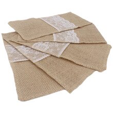 10Pcs 10.5*22cm  Economical and practical Vintage  Hessian Burlap Lace Wedding Tableware Pouch Cutlery Holder Decorations Favor