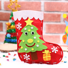 10pcs Kids Handmade Christmas Stocking Kit Diy Cartoon Sock Gift Holder Bag Kids Toy Non-Woven Gift Candy Bag Xmas New Year Gift