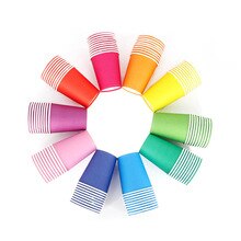 10pcs Pure Colour Party Disposable Paper Cups Juice Cup DIY Decoration Baby Shower Kids Birthday Wedding Picnic Tableware Supply