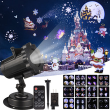 12 Patterns Dynamic Santa Claus Christmas Laser Projector Indoor Outdoor Animation Effect Snowflake Snowman Remote Projector HD