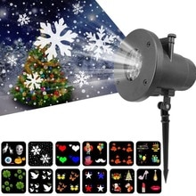 12 Patterns RGB Flood Lighting Outdoor Waterproof Led Christmas Lights Projection Lawn Lamp Snowflower Projector Halloween Decor