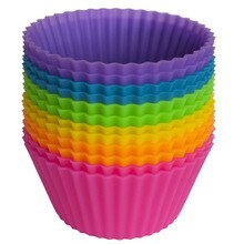 12 pieces/ensemble rond  forme de silicone gateau cuisson moules gateau moule silicone Cupcake tasse maison cuisine cuisson tool