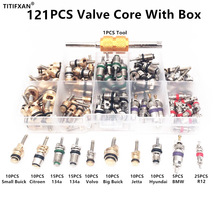 121PCS R134a R12 Car Air Conditioning Valve Core And Wrench With Box For BMW Buick Citroen FuKang Jetta Volvo Hyundai