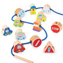 12PCS Wooden beaded toys Car / Fruit / Animal / Fish Exercise hand-eye coordination Baby child toys Free shipping