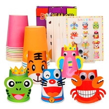 12pcs Children 3D DIY handmade paper cups sticker material kit / Whole set Kids kindergarten school art craft educational toys