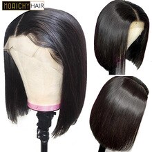 13x4 Lace Short Bob Wigs 130% Brazilian Remy Hair Lace Front Human Hair Wigs Pre-Plucked Bleached Knots with Baby Hair