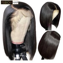 13x4 Short Lace Front Human Hair Wigs 130% Density Brazilian Straight Bob Lace Wig For Women Morichy Hair Wigs