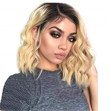 13x6 Deep Part Lace Wig 1B613 Human Hair Wig with Baby Hair Short Bob Ombre Blonde Lace Front Wigs Bleached Knots Glueless Wig