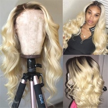 1B613 Ombre Blonde Human Hair Full Lace Wigs Body Wave Brazilian Remy Bleached Konts Glueless Wigs with Baby Hair