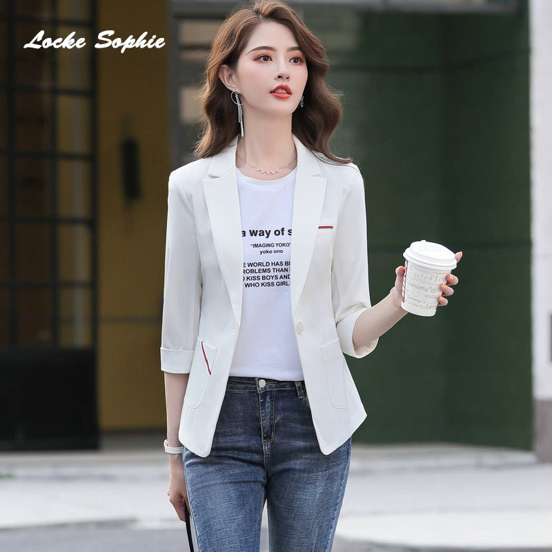 1pcs Womens plus size Blazers coats 2020 Spring Fashion Cotton blend Splicing Slim fit Small jackets ladies Skinny Blazers Suits