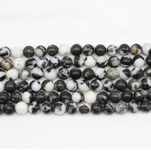 1strand/lot Natural Stone Black White Zebra Jaspers Bead Round Gem Loose Spacer Beads For Jewelry Making Findings DIY Bracelet