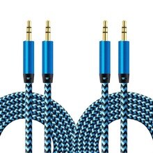 2 Pack 1m Nylon Jack Aux Cable 3.5mm to 3.5mm Audio Cable Male to Male Car Aux Cable for iPhone Samsung Xiaomi