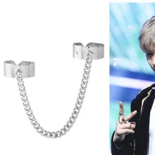 2 connecting finger ring Punk Style Stainless steel chain Finger Knuckle BTSARMY Opening Rings Charm Set for Women men Jewelry