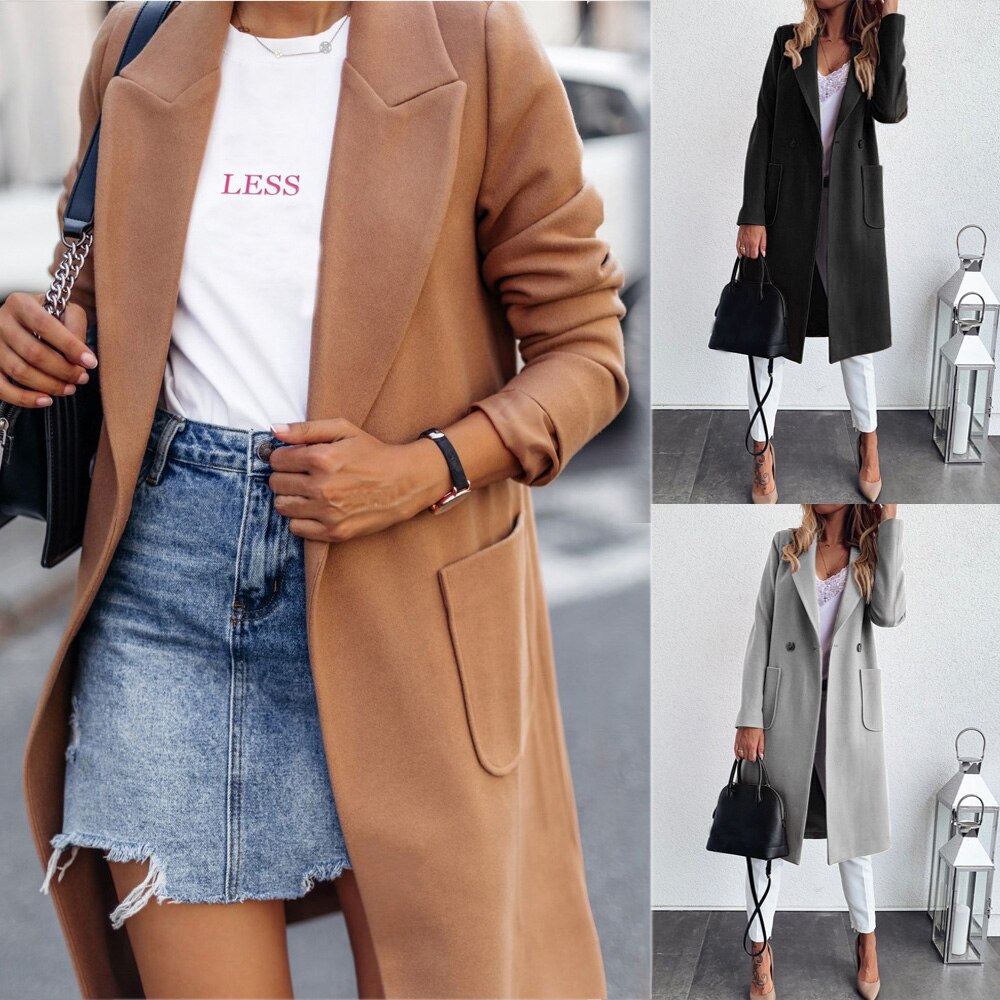 2019 Fashion Women Jacket Single Breasted New Slim Women Autumn Winter Wool Coats Long Wool Coats Spring Autumn Women Wool Coats