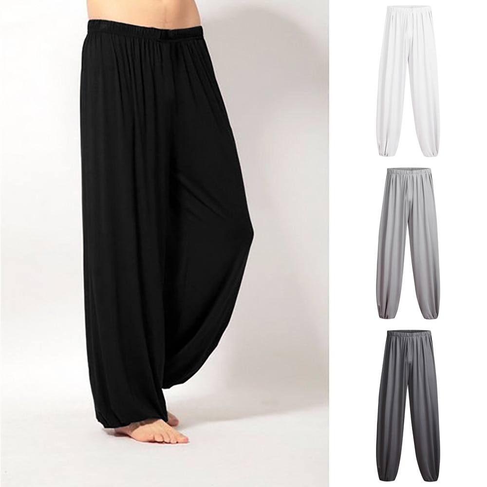 2019 NEW Fashion Men's Pant Casual Solid Loose Straight Ankle-Length Elastic Waist Sweatpants Trousers Jogger Dancing yoga Pants