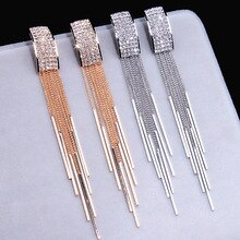 2019 New Crystal Tassel Earrings Ladies Long Gold Fashion Earrings Wedding Pendants Shiny Earrings Jewelry Gifts