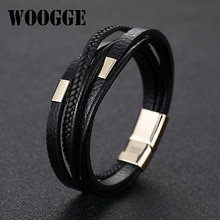 2019 New Design Multi-layers Handmade Braided Genuine Leather Bracelet & Bangle For Men Fashion Bangles Gifts Black/Brown Wholes