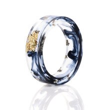 2019 Resin Ring For Women Gold Foil Paper Inside Round Statement Finger Ring Female Handmade Jewelry Wedding Party Lovely Gifts