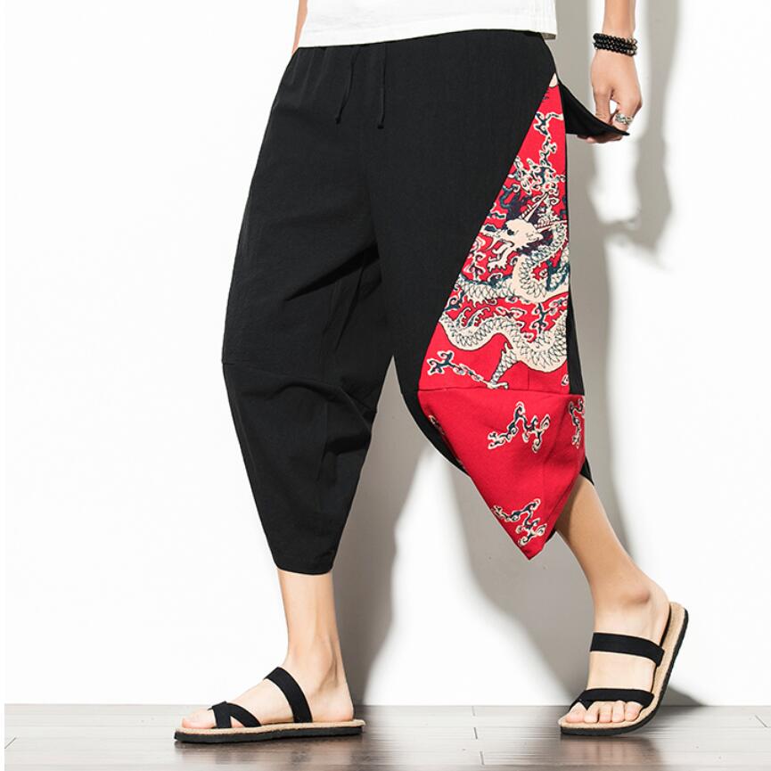 2019 Sinicism Fashion Men's autumn Joining together cotton linen Casual pants/Male stretch comfortable Haroun pants bloomers