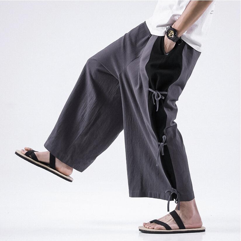 2019 Sinicism Men Cotton Linen Casual Pants Male Loose Linen Breathable Pants Trouser solid wide with pocket Pant Plus size 5XL