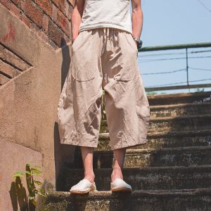 2019 Sinicism Men brand clothing summer Elastic waistline cotton linen sweatpants/Male leisure cotton linen Haroun pants 4XL