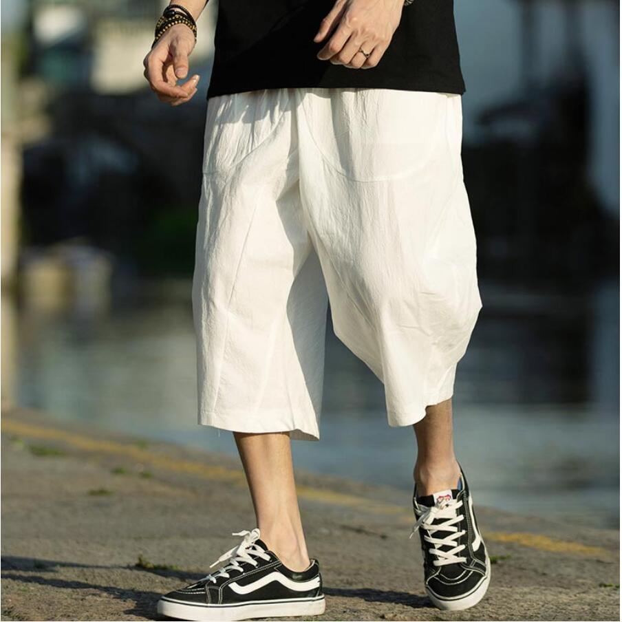 2019 Sinicism sweatpants Male Cross Pants Low Rise Lantern Pants Men Ultralarge Harem cotton linen Pants Hiphop Jogger Trousers