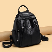2019 Vintage Leather Backpack Women Backpack Leisure Lady V Shoulder Bags School Bags for Teenage Girls Travel Backpacks Mochila