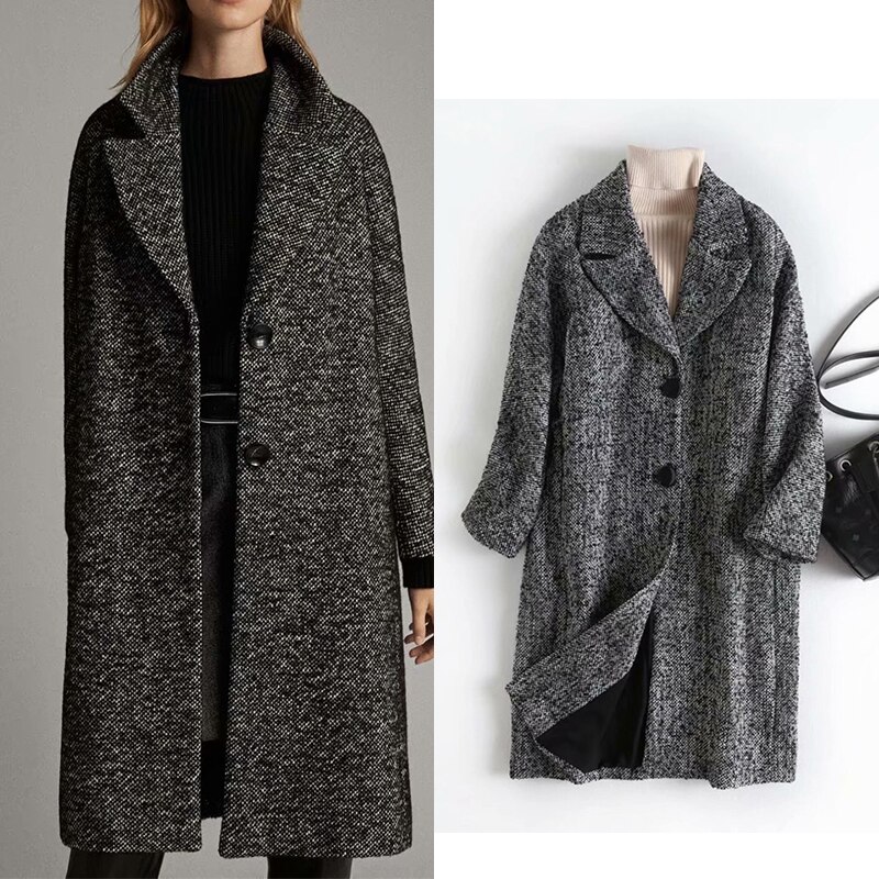 2019 Za Women?s coat wool jacket single breasted solid long warm thick winter coat manteau femme