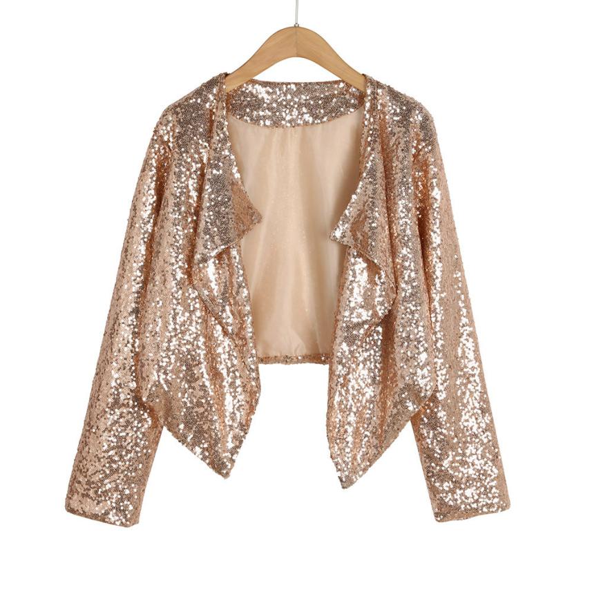 2019 last stock lady Cardigan open stitch Women Long Sleeve Solid Sequined Irregular Cardigan Tops Cover Up Coat #VD12027