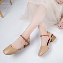 2019 summer new style with a word buckle square head Mary Jane with Baotou sandals women