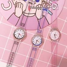 20191 Pcs Women Clear Silicone Band Wrist Watch Jelly Comic Style Quartz Casual Watches