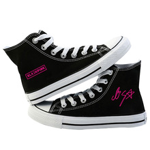 2020 Blackpink Canvas Shoes For Women Causal Wear High Heel Lace Up Spring Women Shoes Kpop Jennie Jisoo Lisa Rose Print Sneaker