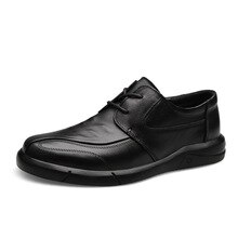 2020 Fashion Casual Men's Shoes Top Layer Cowhide Business Leather Shoes Size37-46 Black Lace-up Flats Mocassin Homme Loafers %