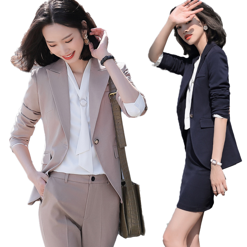 2020 Fashion Female Elegant Business Pant Suits Office Uniform Formal OL Long Pant Blazer And Pants  2 Piece Set Jacket Trousers