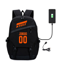 2020 Fashion Kpop Ateez Backpack Women Student School Bag For Laptop Bagpack For Girls With USB Charging Port Canvas College Bag