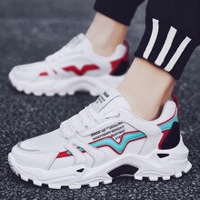 2020 Fashion Men Platform Sport Shoes Lace Up Dad Sneakers Round Toe Blue Green Red Running Shoes Size 39-44