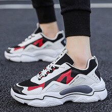 2020 Fashion Men Platform Sport Shoes Lace Up Dad Sneakers Round Toe Blue White Red Running Shoes Size 39-46