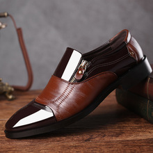 2020 New Formal Shoes Pointed Toe Dress Fashion Men Loafers Leather Oxford Shoes for Men Side zipper Wedding Shoes *