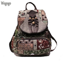 2020 New Women Backpack Female Vintage Handmade Backpacks For Girls Shoulder Bags National Geometrical Print Canvas Rucksack