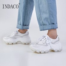 2020 Sneakers Women White Leather Women Sneakers Platform Fashion Spring 7.5cm