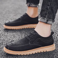 2020 Style Men's Casual Shoes British retro men's casual leather shoes Sole Lace-up Sneakers business Decoration Men Footwear %