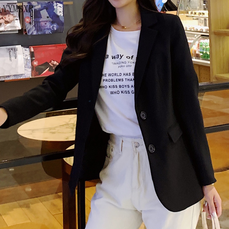 2020 new spring and autumn ladies suit feminine jacket Casual office single breasted women's blazer Elegant little suit black