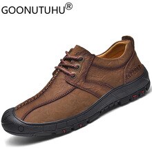 2020 style fashion men's shoes casual genuine leather sneakers male brown black lace up shoe man flats waterproof shoes for men
