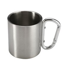 220ml For Camping Travelling Climbing Self Lock Carabiner Handle Cup Outdoor Food Degree Stainless Steel Water Tea Coffee Mug
