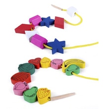 24/60 pcs Wooden Animal Fruit Block Stringing Beaded Toys Cognitive Educational Toy Creative Handmade Beads Toys For Children
